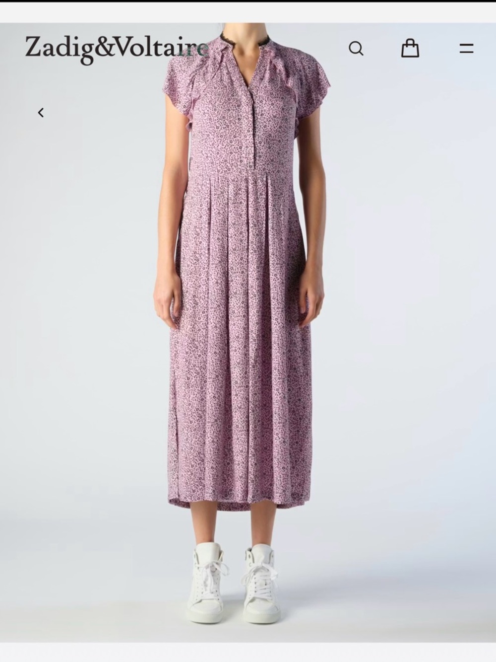 Zadig & Voltaire | Pink Floral Maxi Dress with Ruffle Detail Size L